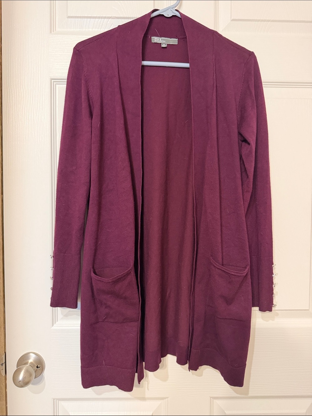 89th & Madison Wine-Red Open Cardigan
